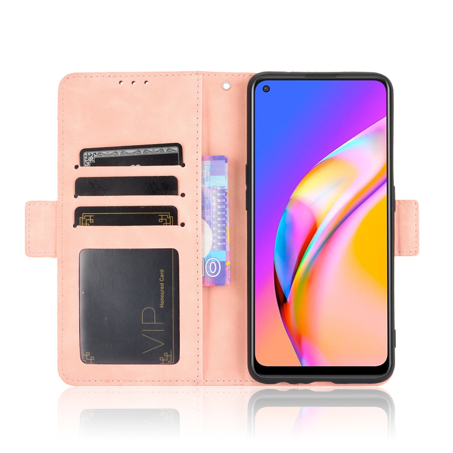 Leather Phone Wallet Design Stand Feature Protective Cover Case with Multiple Card Slots for Oppo A94 5G/Reno5 Z/F19 Pro+ 5G