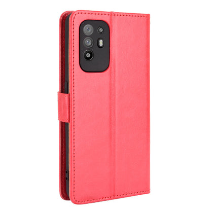 Wallet Stand Design Crazy Horse Skin Leather Shell with Strap for Oppo A94 5G/Reno5 Z/F19 Pro+ 5G