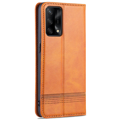 AZNS For Oppo A74 4G / Oppo F19 Phone Case Magnetic Absorption Folding Stand Flip Cover PU Leather Phone Protector with Wallet