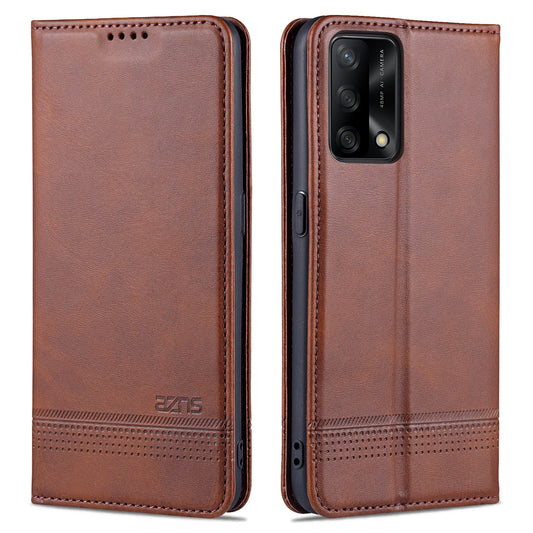 AZNS For Oppo A74 4G / Oppo F19 Phone Case Magnetic Absorption Folding Stand Flip Cover PU Leather Phone Protector with Wallet