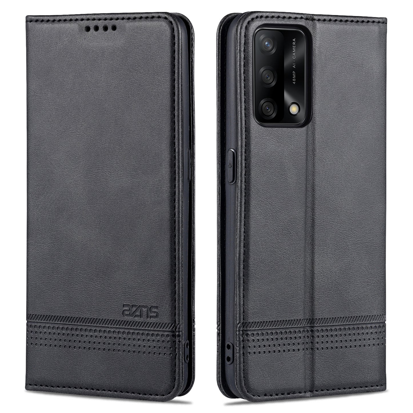 AZNS For Oppo A74 4G / Oppo F19 Phone Case Magnetic Absorption Folding Stand Flip Cover PU Leather Phone Protector with Wallet