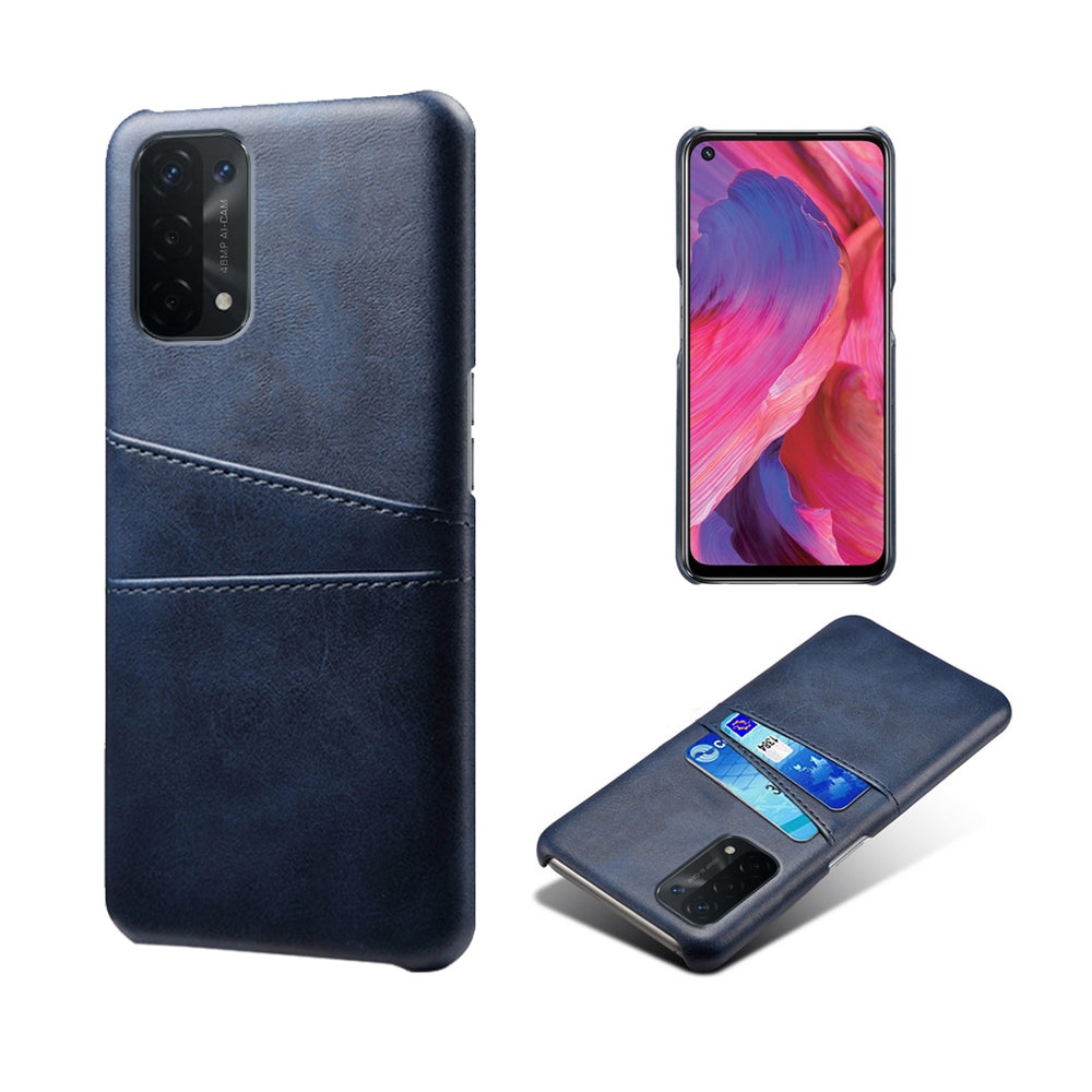 KSQ Double Card Slots PU Leather Coated PC Shell Cover Case for Oppo A74 5G / A54 5G / A93 5G