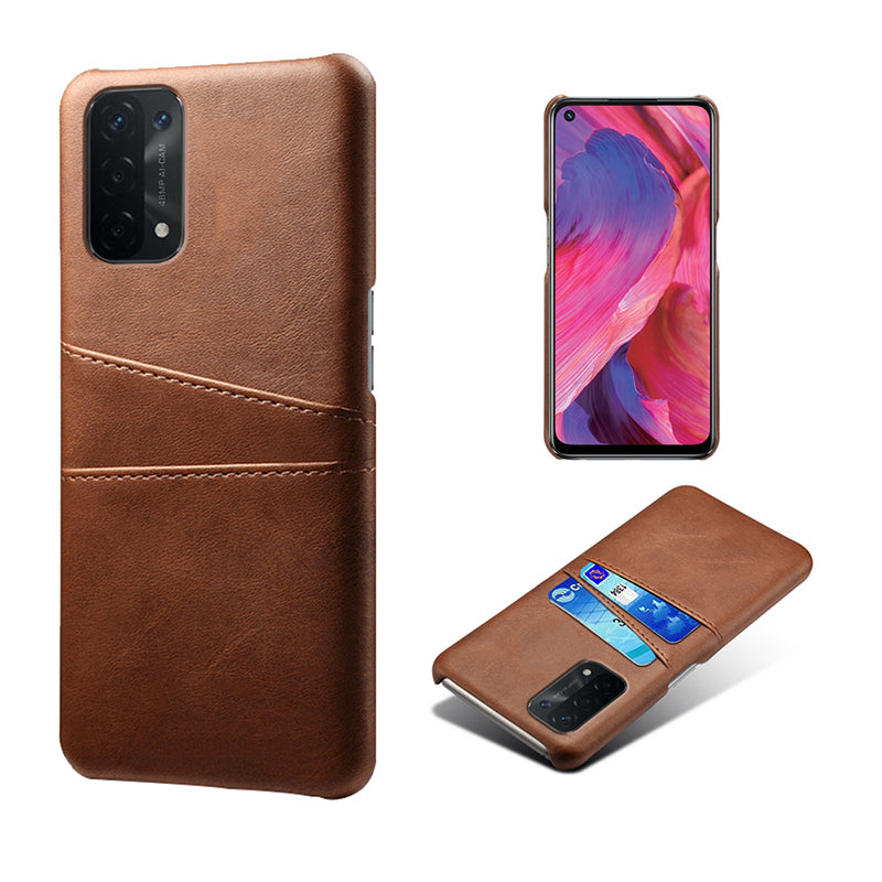 KSQ Double Card Slots PU Leather Coated PC Shell Cover Case for Oppo A74 5G / A54 5G / A93 5G