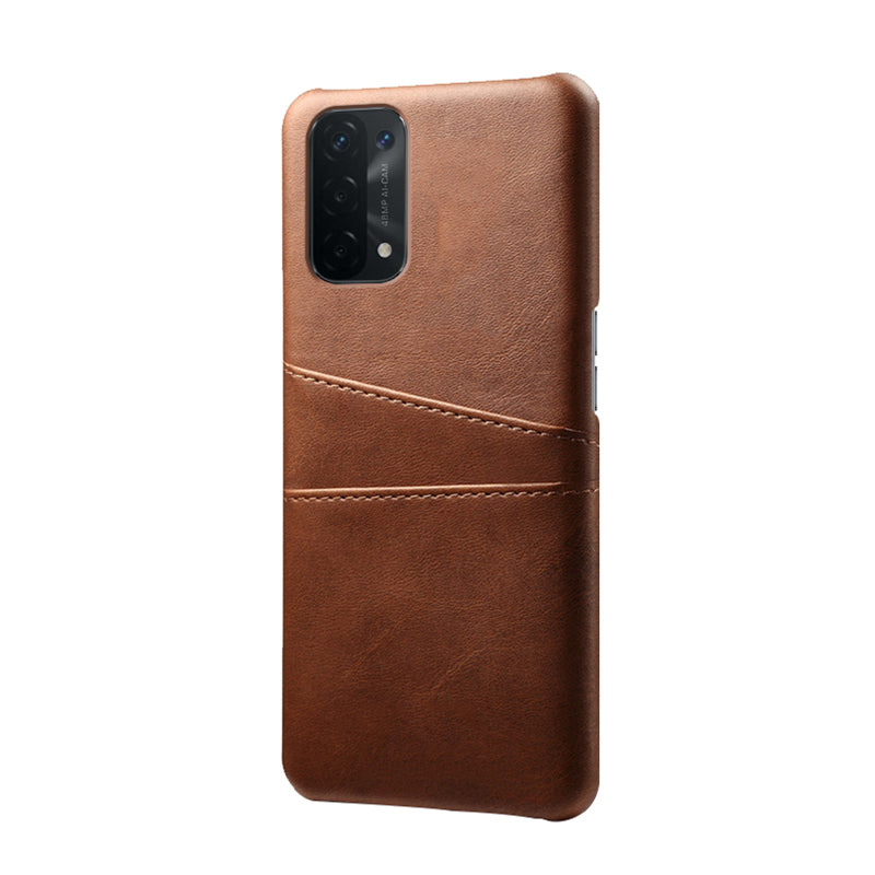 KSQ Double Card Slots PU Leather Coated PC Shell Cover Case for Oppo A74 5G / A54 5G / A93 5G