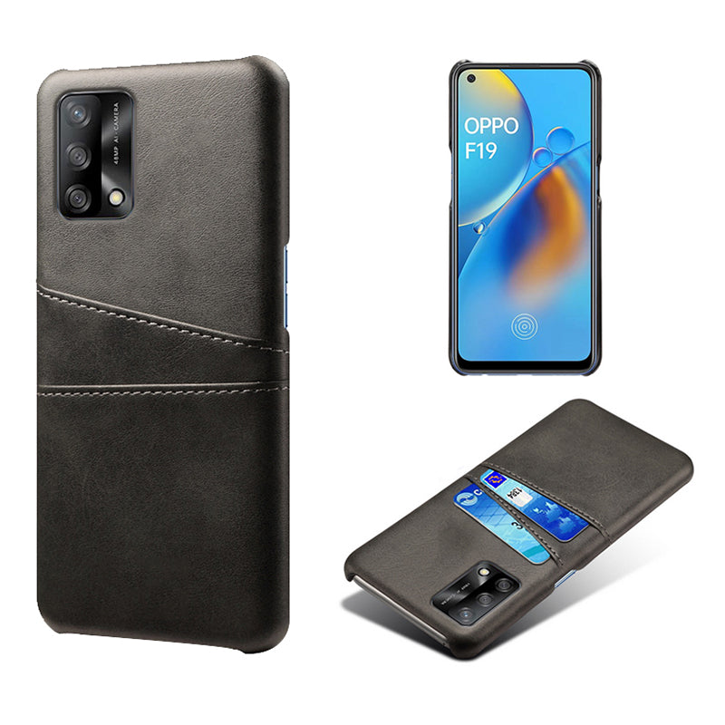 KSQ Double Card Slots PU Leather Coated PC Phone Cover Case for Oppo A74 4G / Oppo F19