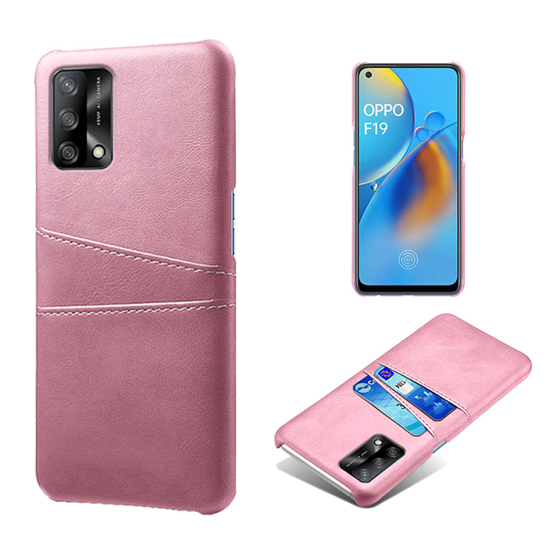 KSQ Double Card Slots PU Leather Coated PC Phone Cover Case for Oppo A74 4G / Oppo F19