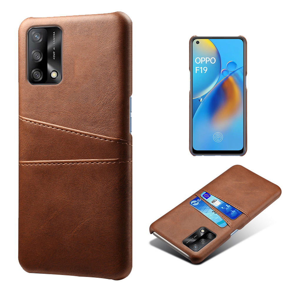 KSQ Double Card Slots PU Leather Coated PC Phone Cover Case for Oppo A74 4G / Oppo F19