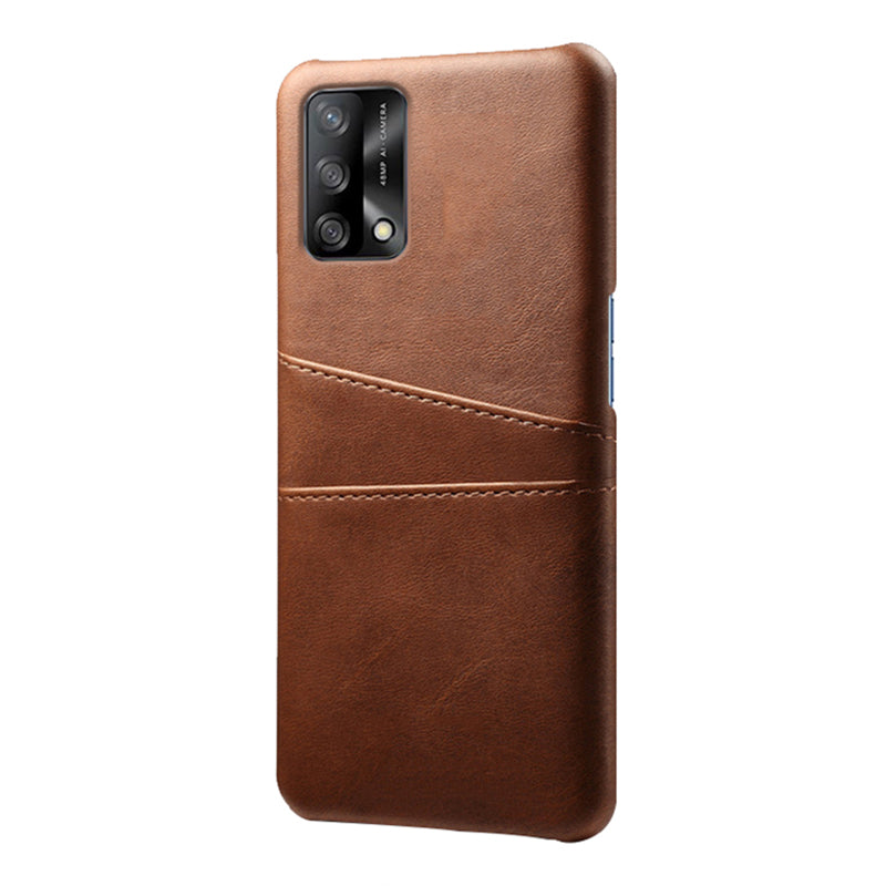 KSQ Double Card Slots PU Leather Coated PC Phone Cover Case for Oppo A74 4G / Oppo F19