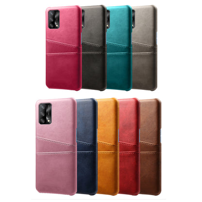 KSQ Double Card Slots PU Leather Coated PC Phone Cover Case for Oppo A74 4G / Oppo F19