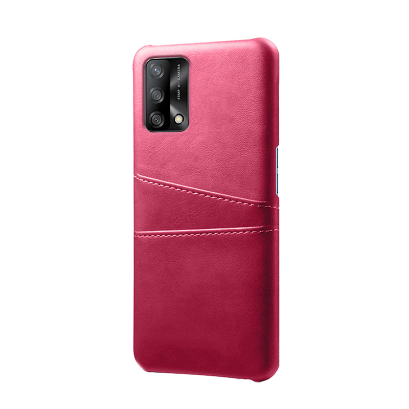 KSQ Double Card Slots PU Leather Coated PC Phone Cover Case for Oppo A74 4G / Oppo F19