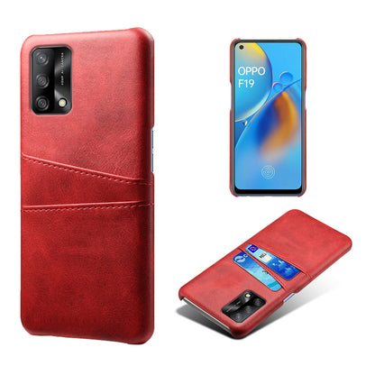 KSQ Double Card Slots PU Leather Coated PC Phone Cover Case for Oppo A74 4G / Oppo F19