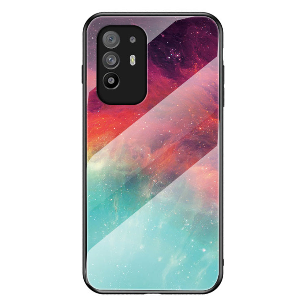 Starry Sky Pattern Anti-Scratch Tempered Glass Well-Protected Phone Hybrid Case Cover for Oppo A94 5G/Reno5 Z/F19 Pro+ 5G