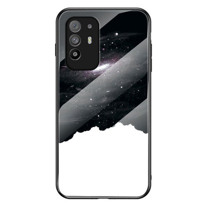 Starry Sky Pattern Anti-Scratch Tempered Glass Well-Protected Phone Hybrid Case Cover for Oppo A94 5G/Reno5 Z/F19 Pro+ 5G