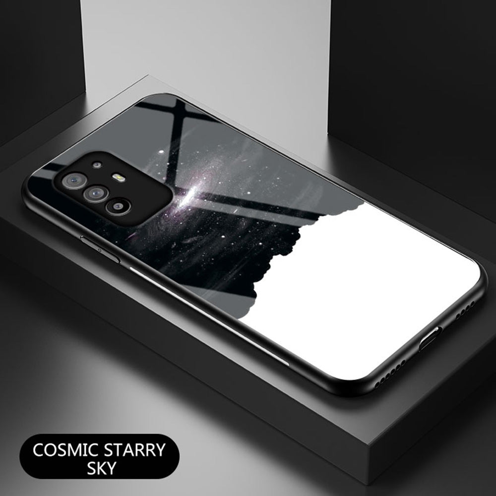 Starry Sky Pattern Anti-Scratch Tempered Glass Well-Protected Phone Hybrid Case Cover for Oppo A94 5G/Reno5 Z/F19 Pro+ 5G