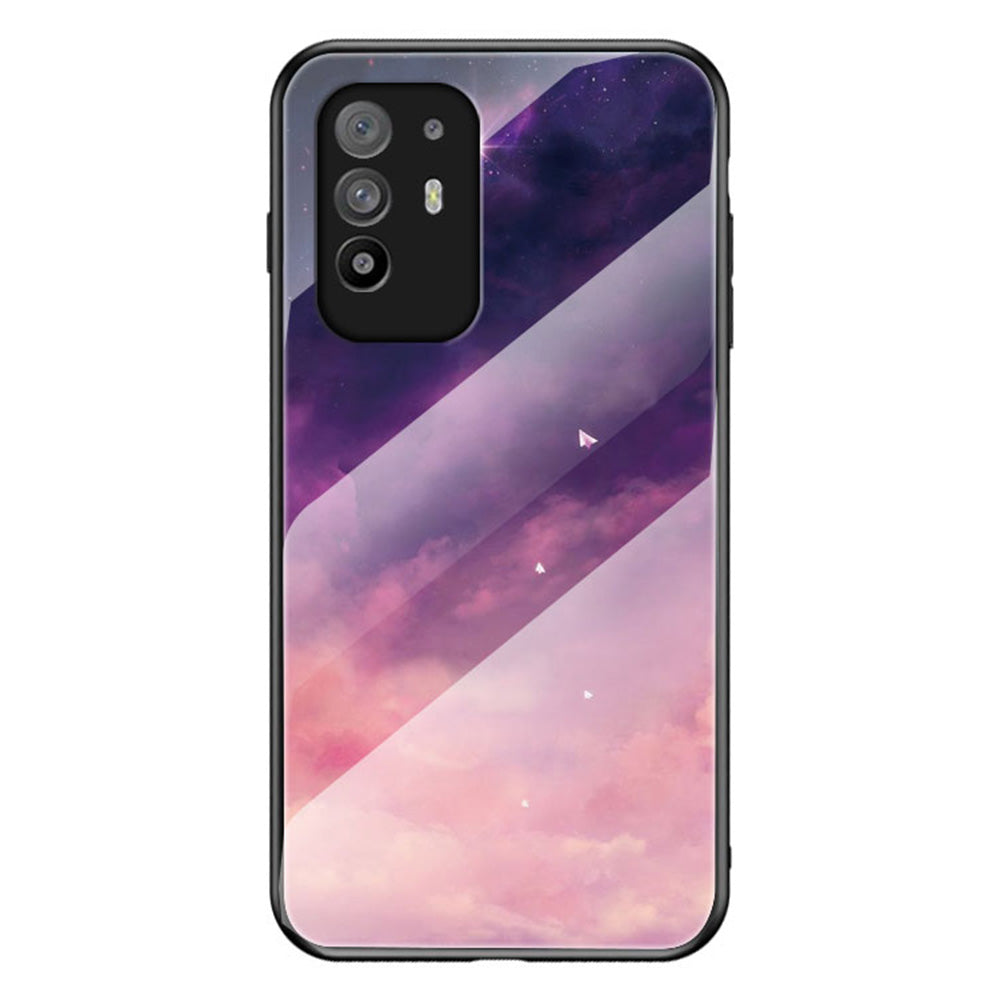 Starry Sky Pattern Anti-Scratch Tempered Glass Well-Protected Phone Hybrid Case Cover for Oppo A94 5G/Reno5 Z/F19 Pro+ 5G