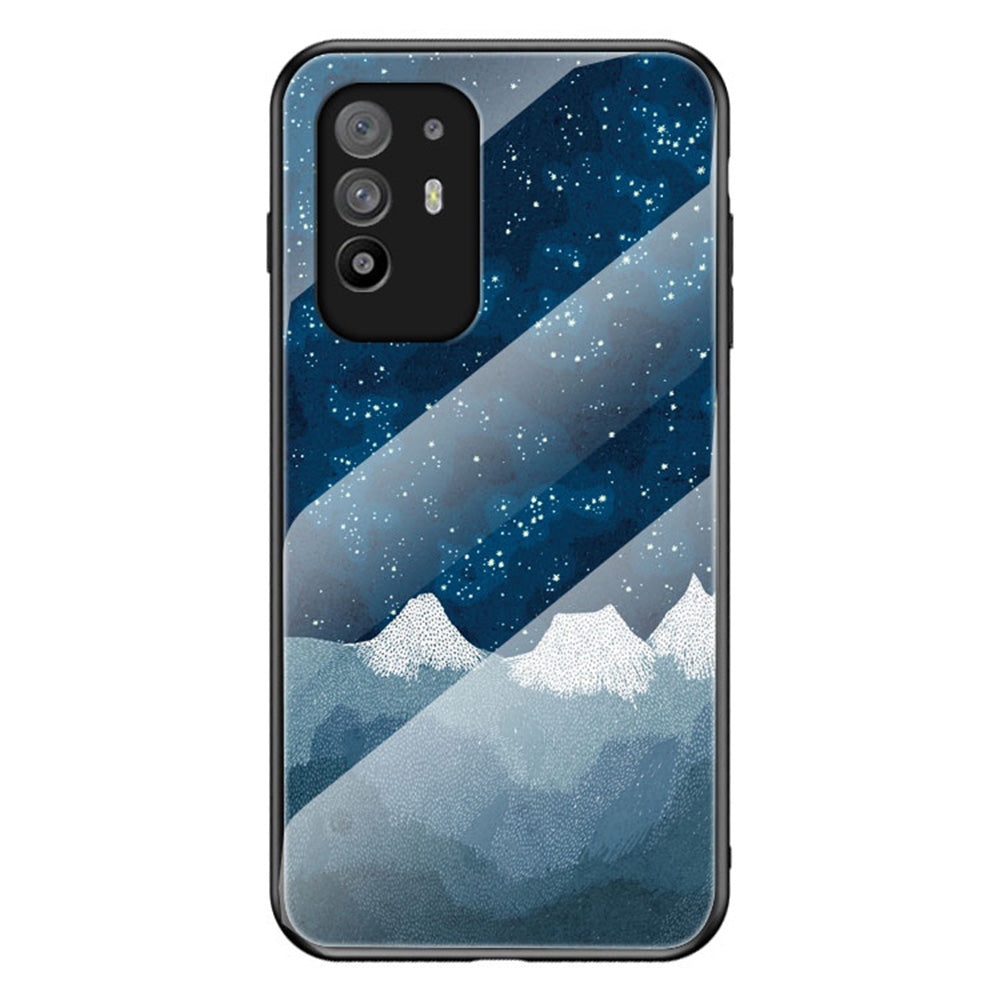 Starry Sky Pattern Anti-Scratch Tempered Glass Well-Protected Phone Hybrid Case Cover for Oppo A94 5G/Reno5 Z/F19 Pro+ 5G