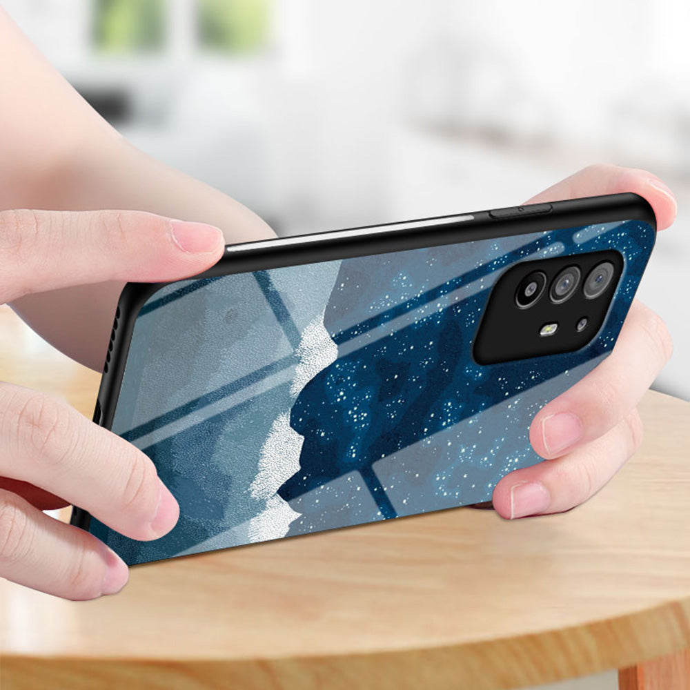 Starry Sky Pattern Anti-Scratch Tempered Glass Well-Protected Phone Hybrid Case Cover for Oppo A94 5G/Reno5 Z/F19 Pro+ 5G