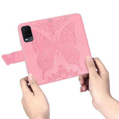 Full Protection Big Butterfly Imprinting Leather Wallet Stand Design Phone Shell for Oppo A54 4G