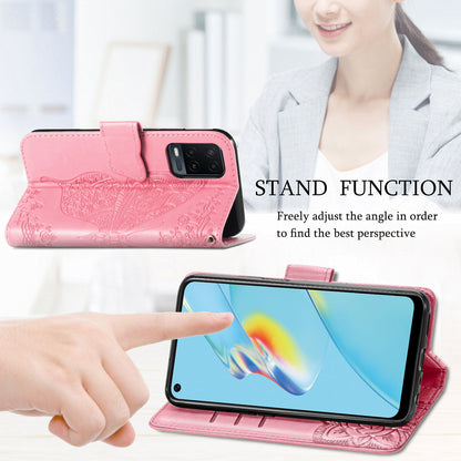 Full Protection Big Butterfly Imprinting Leather Wallet Stand Design Phone Shell for Oppo A54 4G