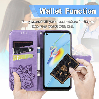 Full Protection Big Butterfly Imprinting Leather Wallet Stand Design Phone Shell for Oppo A54 4G