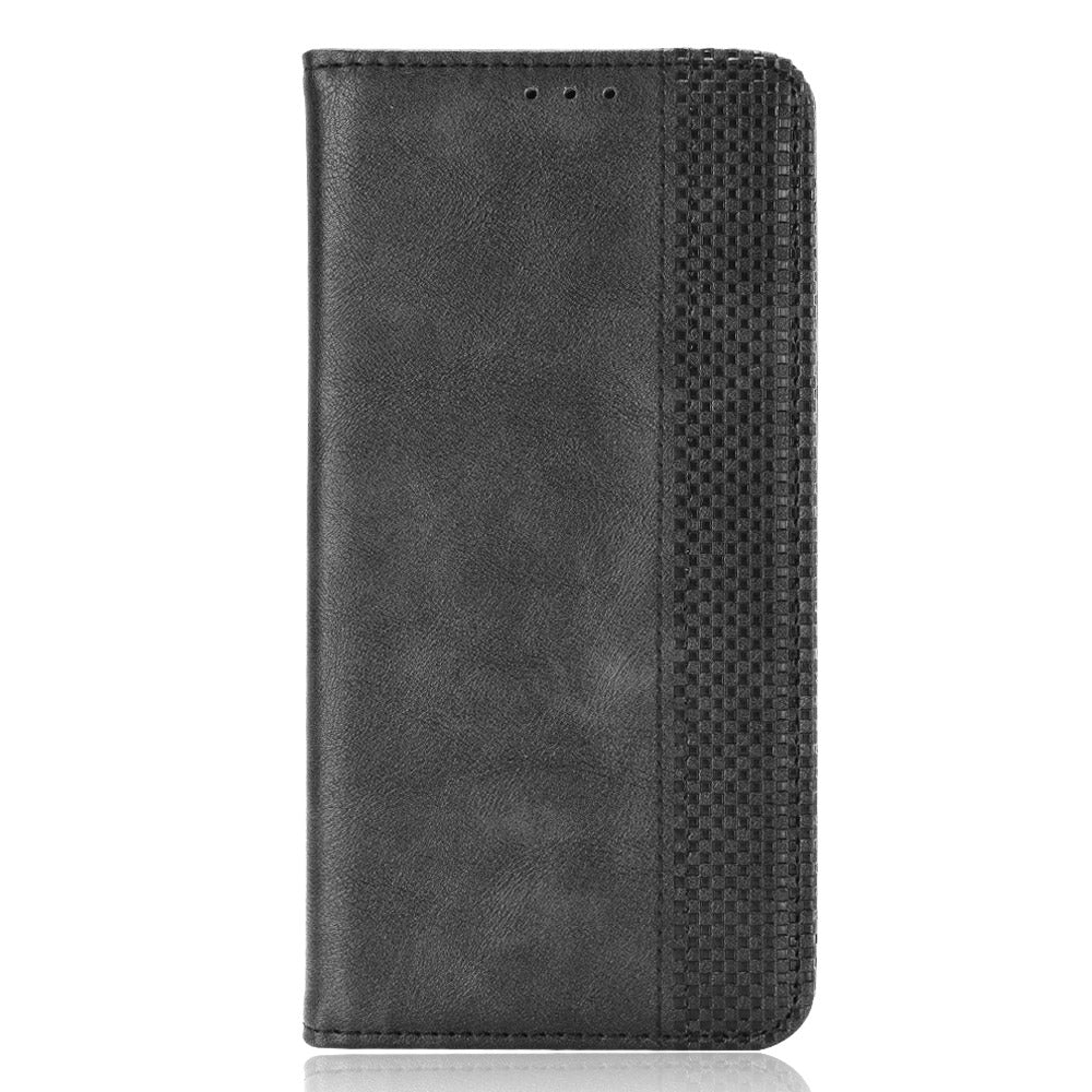 Wallet Stand Vintage Style Phone Case Magnetic Closure Leather Cover for Oppo F19/A74 4G