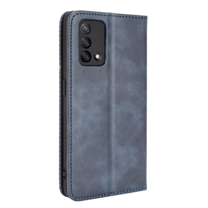 Wallet Stand Vintage Style Phone Case Magnetic Closure Leather Cover for Oppo F19/A74 4G