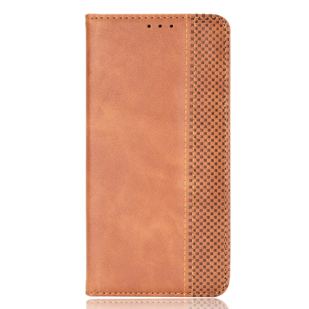 Wallet Stand Vintage Style Phone Case Magnetic Closure Leather Cover for Oppo F19/A74 4G