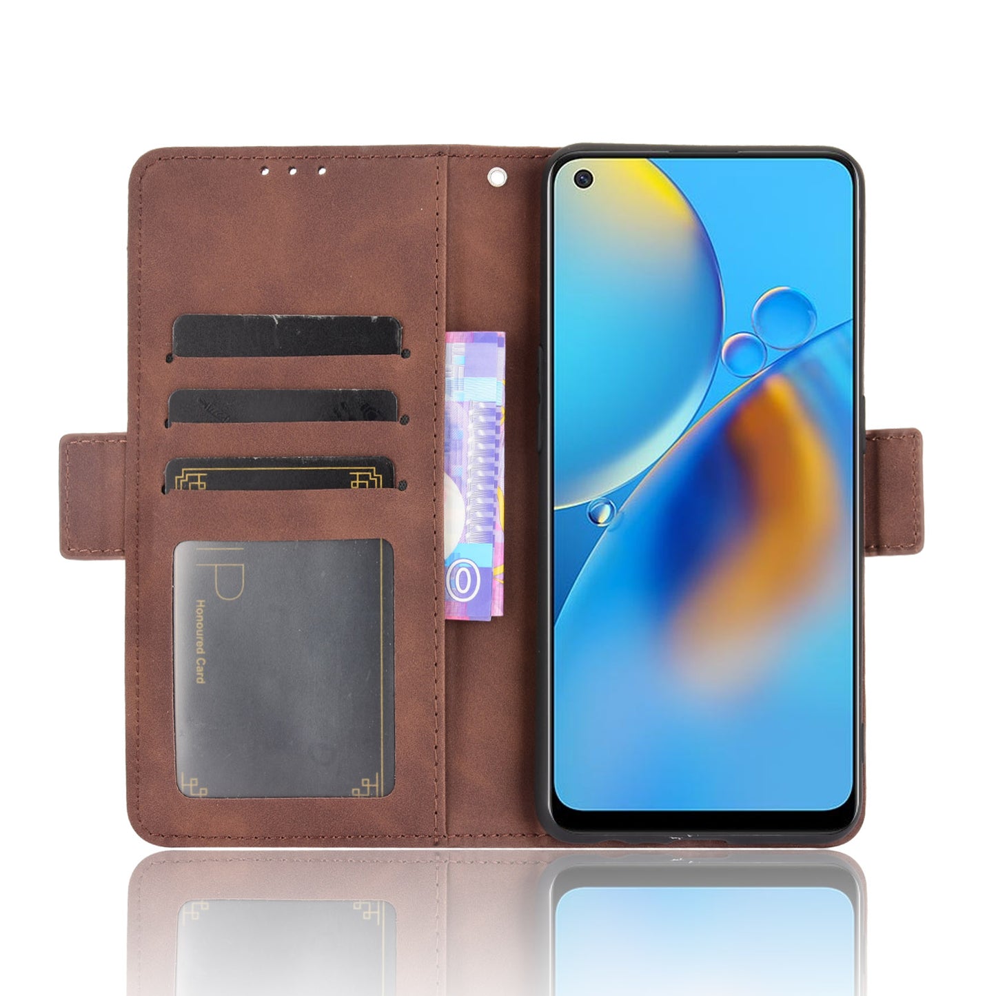 Multiple Card Slots Design Stand Leather Wallet Phone Case for Oppo A74 4G/F19