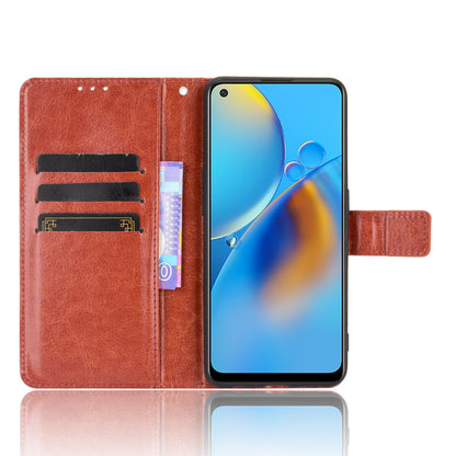 Wallet Design Crazy Horse Skin Leather Stand Shell with Strap for Oppo A74 4G/F19