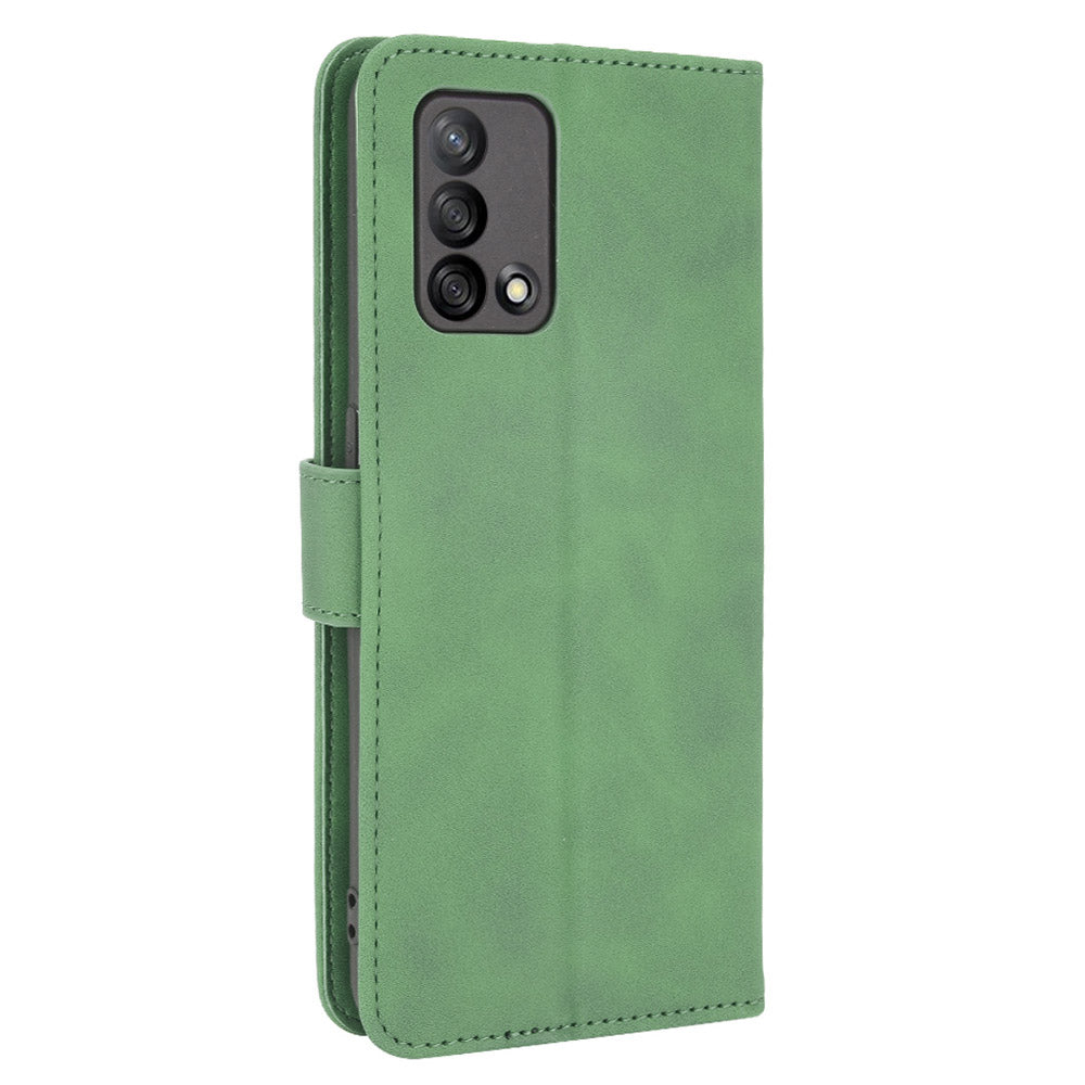 Skin-touch Feeling Leather Wallet Stand Flip Case Protective Phone Shell Cover for Oppo F19/A74 4G