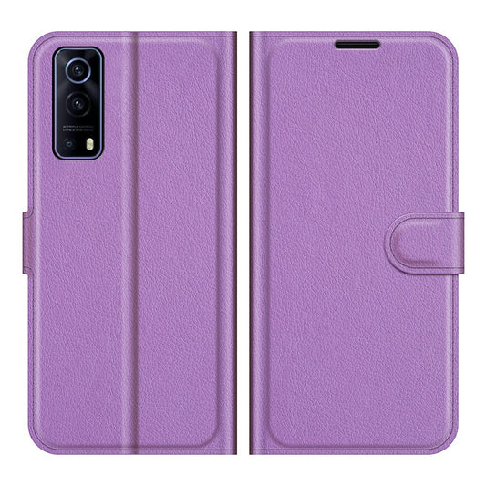 Litchi Skin Phone Case Folio Flip Leather Phone Cover with Stand for vivo iQOO Z3/Y72 5G