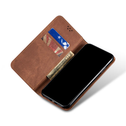 Full Protection Jeans Cloth Texture Leather Wallet Case with Stand for Oppo vivo V21 4G/5G