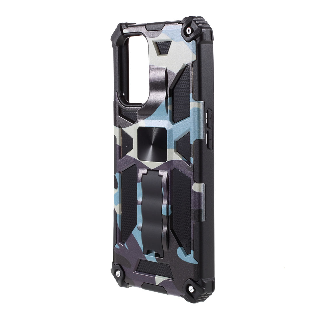 Camouflage Pattern Kickstand Design Detachable Drop-proof Phone Case Cover with Magnetic Sheet for Oppo A74 5G/A93 5G/OnePlus Nord N200 5G