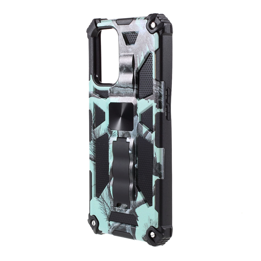 Camouflage Pattern Kickstand Design Detachable Drop-proof Phone Case Cover with Magnetic Sheet for Oppo A74 5G/A93 5G/OnePlus Nord N200 5G