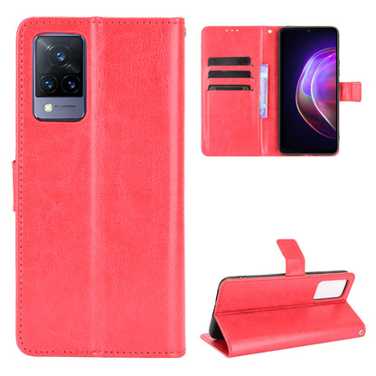 Crazy Horse Texture Leather Case for vivo V21 5G / 4G Protective Wallet Stand Casing