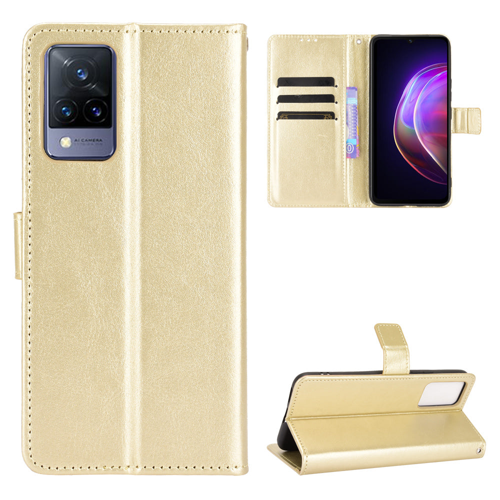 Crazy Horse Texture Leather Case for vivo V21 5G / 4G Protective Wallet Stand Casing