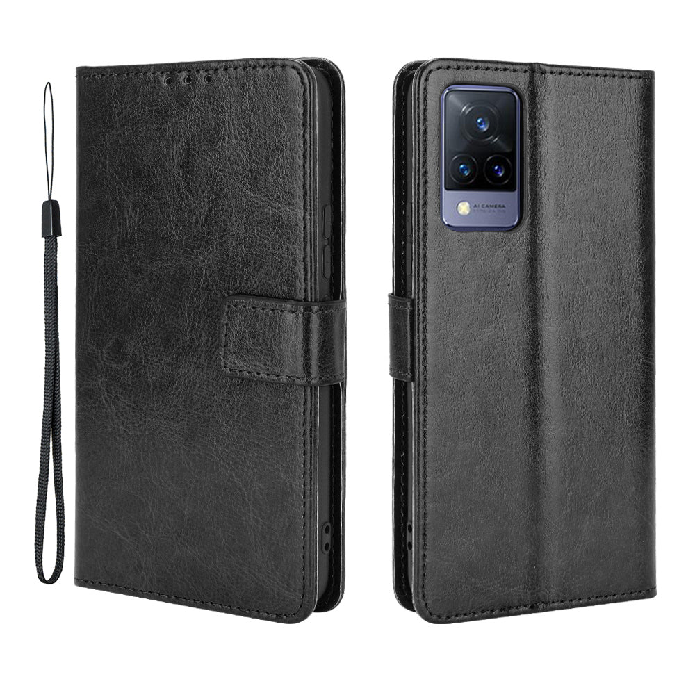 Crazy Horse Texture Leather Case for vivo V21 5G / 4G Protective Wallet Stand Casing