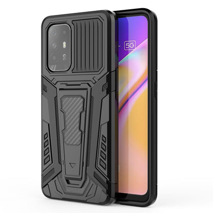 Kickstand Design Car Style Well-Protected PC + TPU Hybrid Cover Case for Oppo F19 Pro+ 5G/Reno5 Z/A94 5G