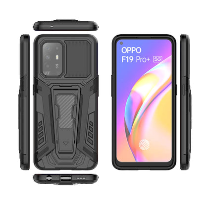 Kickstand Design Car Style Well-Protected PC + TPU Hybrid Cover Case for Oppo F19 Pro+ 5G/Reno5 Z/A94 5G