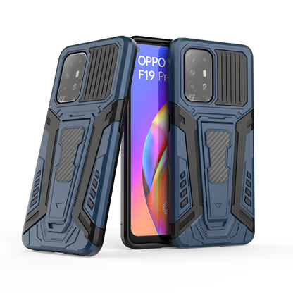 Kickstand Design Car Style Well-Protected PC + TPU Hybrid Cover Case for Oppo F19 Pro+ 5G/Reno5 Z/A94 5G