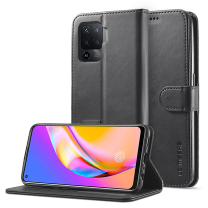 LC.IMEEKE Full Protection Wallet Design Leather Phone Protector Stand Shell for Oppo F19 Pro/A94/Reno5 F