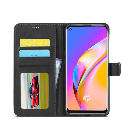 LC.IMEEKE Full Protection Wallet Design Leather Phone Protector Stand Shell for Oppo F19 Pro/A94/Reno5 F