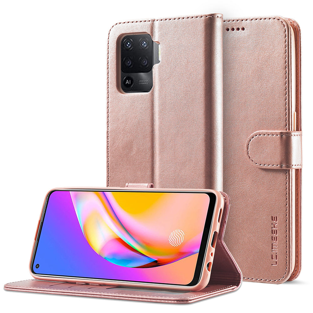 LC.IMEEKE Full Protection Wallet Design Leather Phone Protector Stand Shell for Oppo F19 Pro/A94/Reno5 F