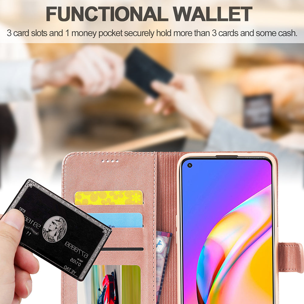 LC.IMEEKE Full Protection Wallet Design Leather Phone Protector Stand Shell for Oppo F19 Pro/A94/Reno5 F