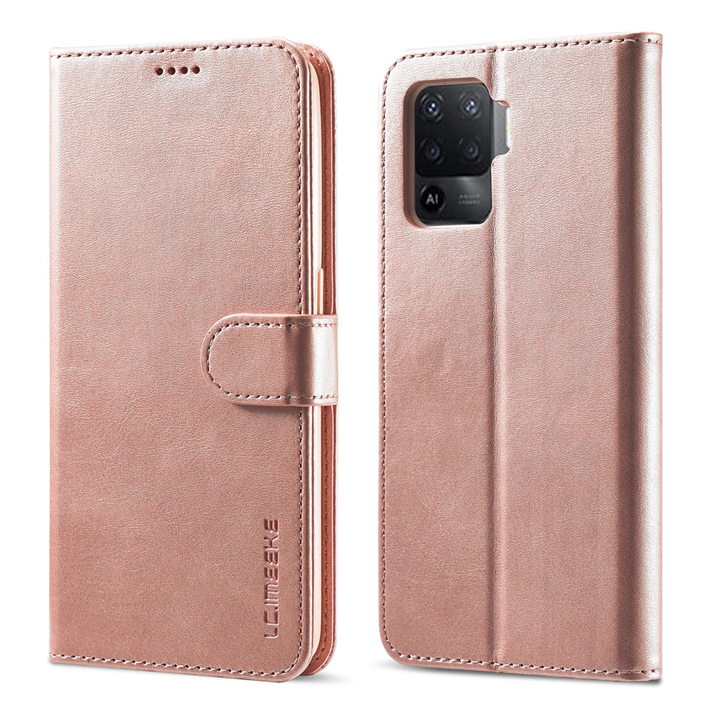 LC.IMEEKE Full Protection Wallet Design Leather Phone Protector Stand Shell for Oppo F19 Pro/A94/Reno5 F