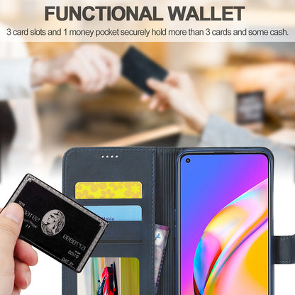 LC.IMEEKE Full Protection Wallet Design Leather Phone Protector Stand Shell for Oppo F19 Pro/A94/Reno5 F