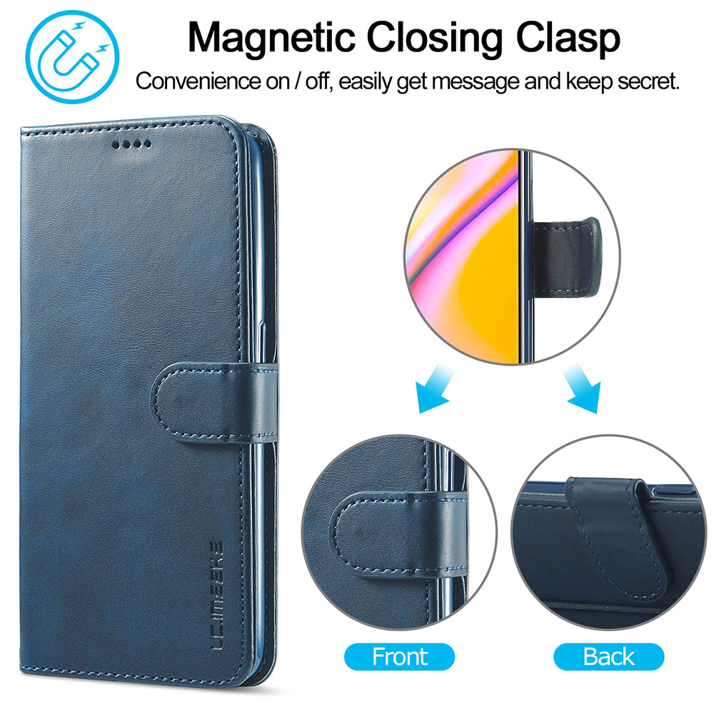 LC.IMEEKE Full Protection Wallet Design Leather Phone Protector Stand Shell for Oppo F19 Pro/A94/Reno5 F