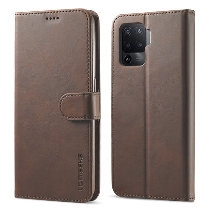 LC.IMEEKE Full Protection Wallet Design Leather Phone Protector Stand Shell for Oppo F19 Pro/A94/Reno5 F