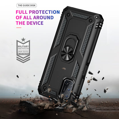 Anti-Fall Phone Hybrid PC + TPU + Metal Phone Case with Finger Ring Kickstand for Oppo A72 / A52 / A92