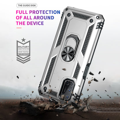 Anti-Fall Phone Hybrid PC + TPU + Metal Phone Case with Finger Ring Kickstand for Oppo A72 / A52 / A92